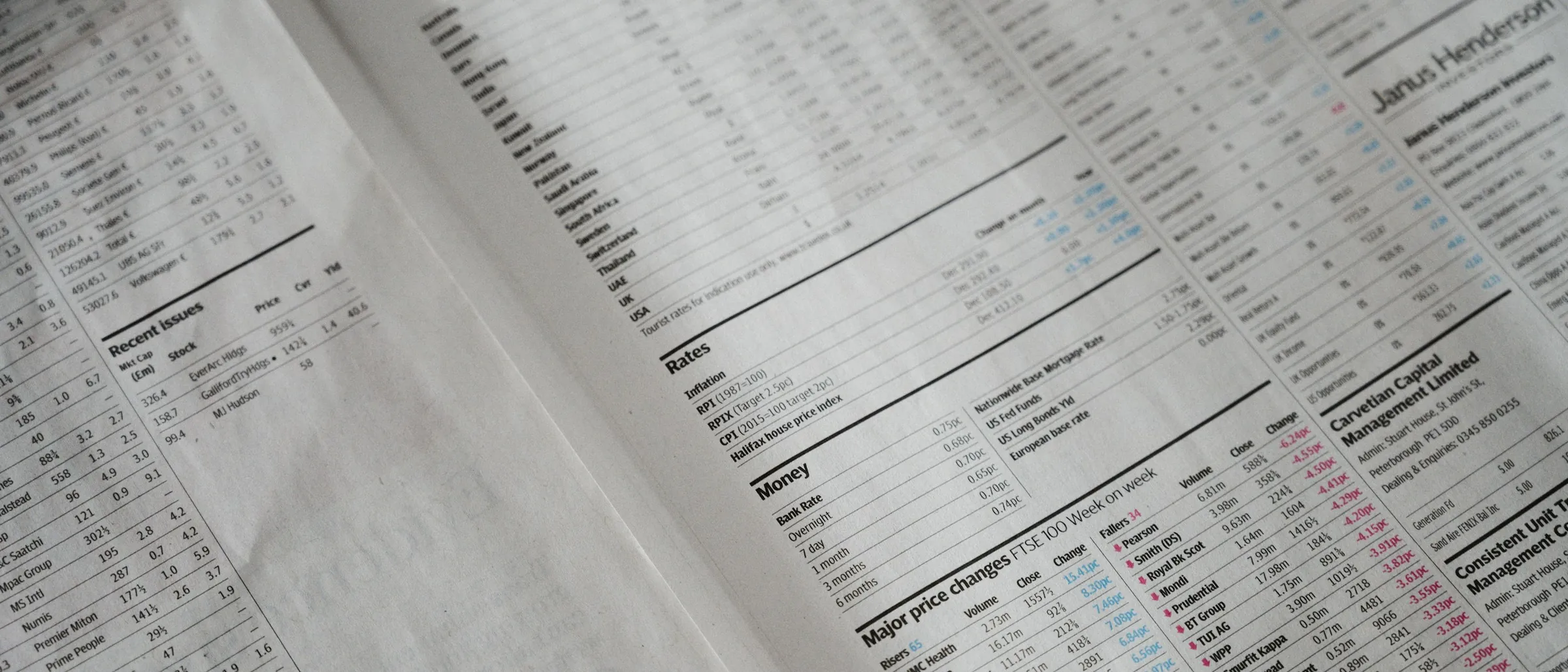 A close view of a printed ledger, columns of figures running across the page