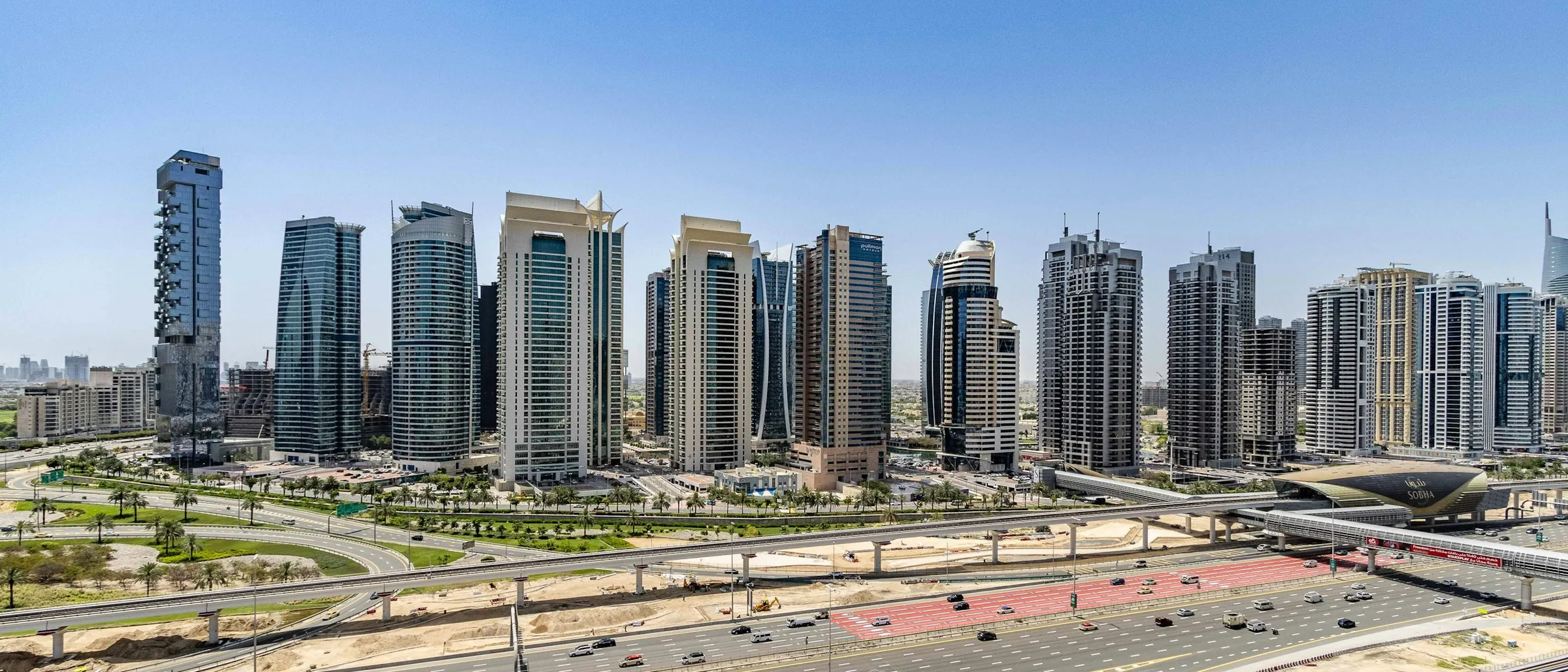 Towers along Sheikh Zayed Road in the media and production cluster